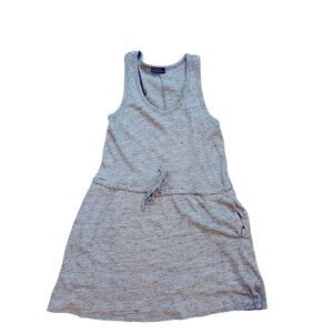 Gap Linen Blend Drawstring Tank Dress Heather Grey XSP
